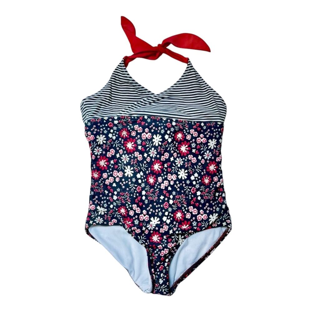 Tea Collection Mixed Print Halter One Piece Swim Suit Size 5